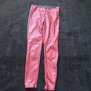 Slightly worn red faux leather pants. Medium. Zara